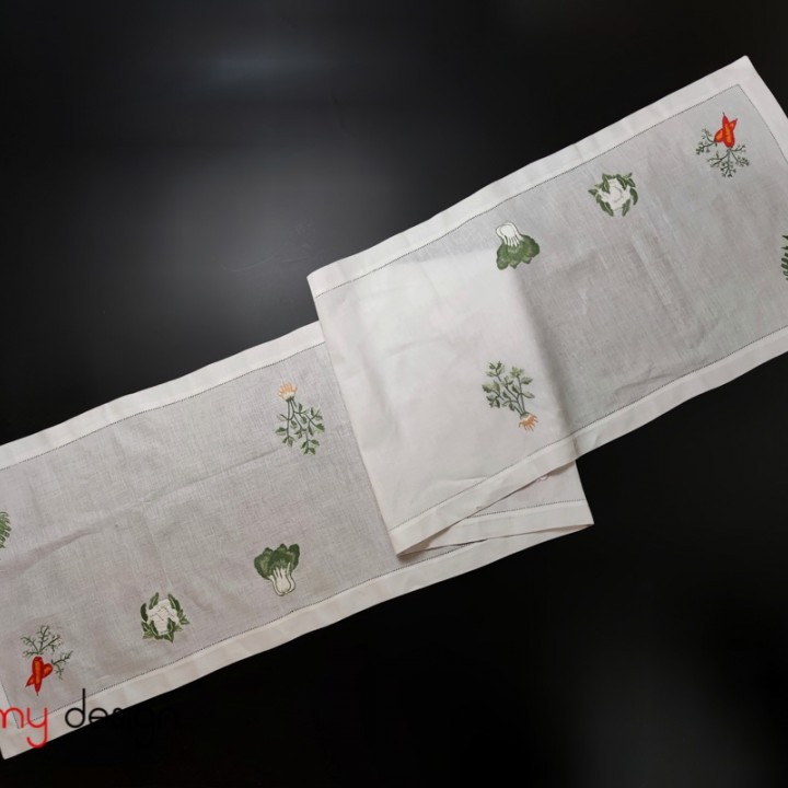 Table runner - veggie embroidery